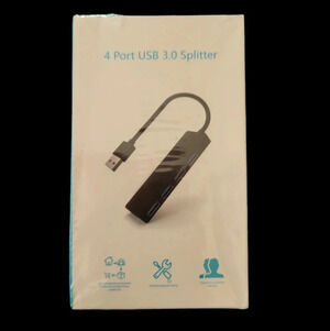 NIB 4 Port USB 3.0 Splitter, Black